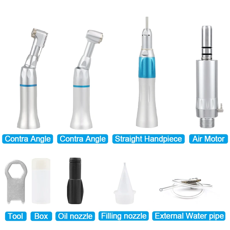 Dental Slow Low Speed External Handpiece B2 M4 Air Motor For Straight Hand Piece Push Button Contra Angle Sets Dentist Tips Kits