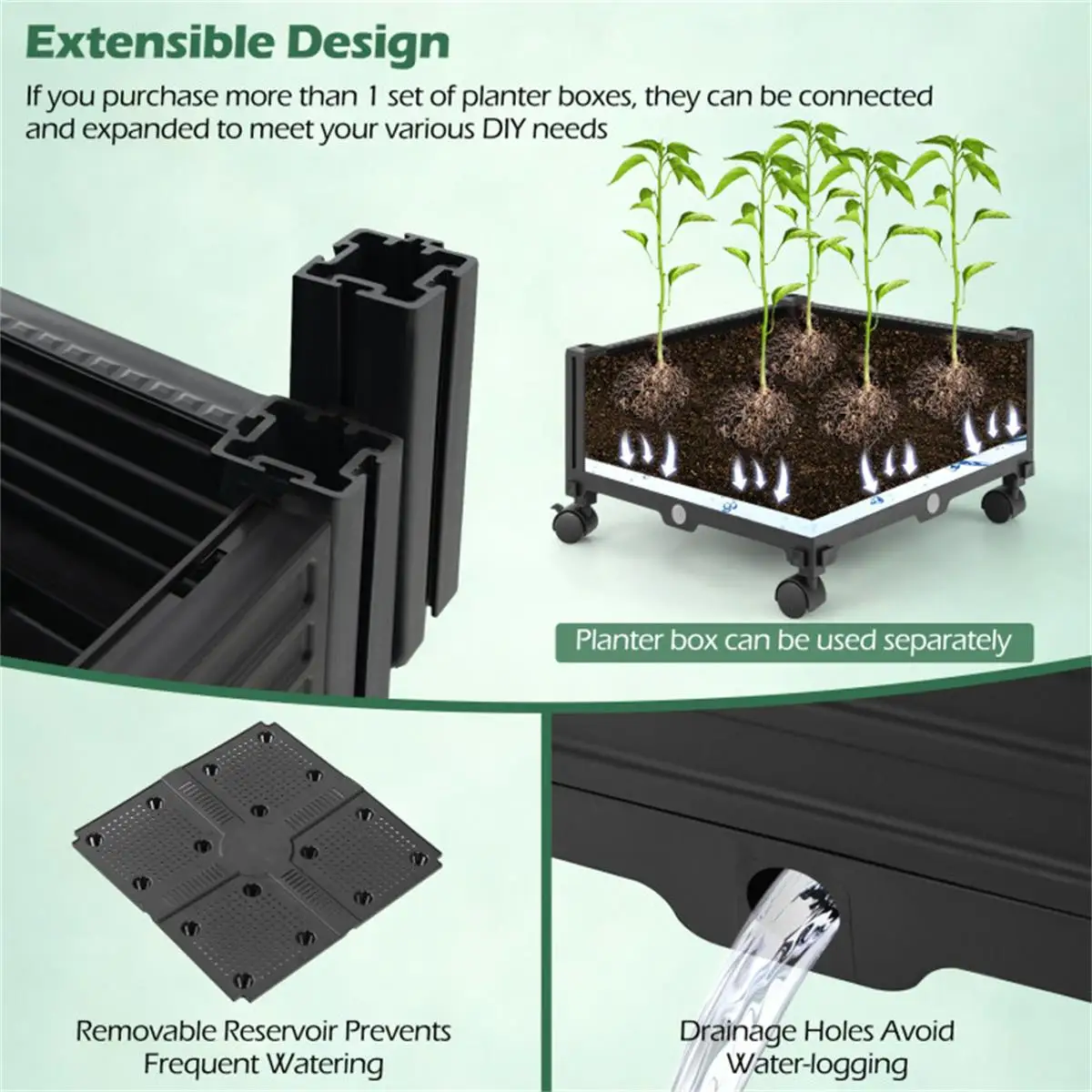 81-Inch Raised Garden Bed with Trellis for Climbing Plants - Durable Outdoor Planter