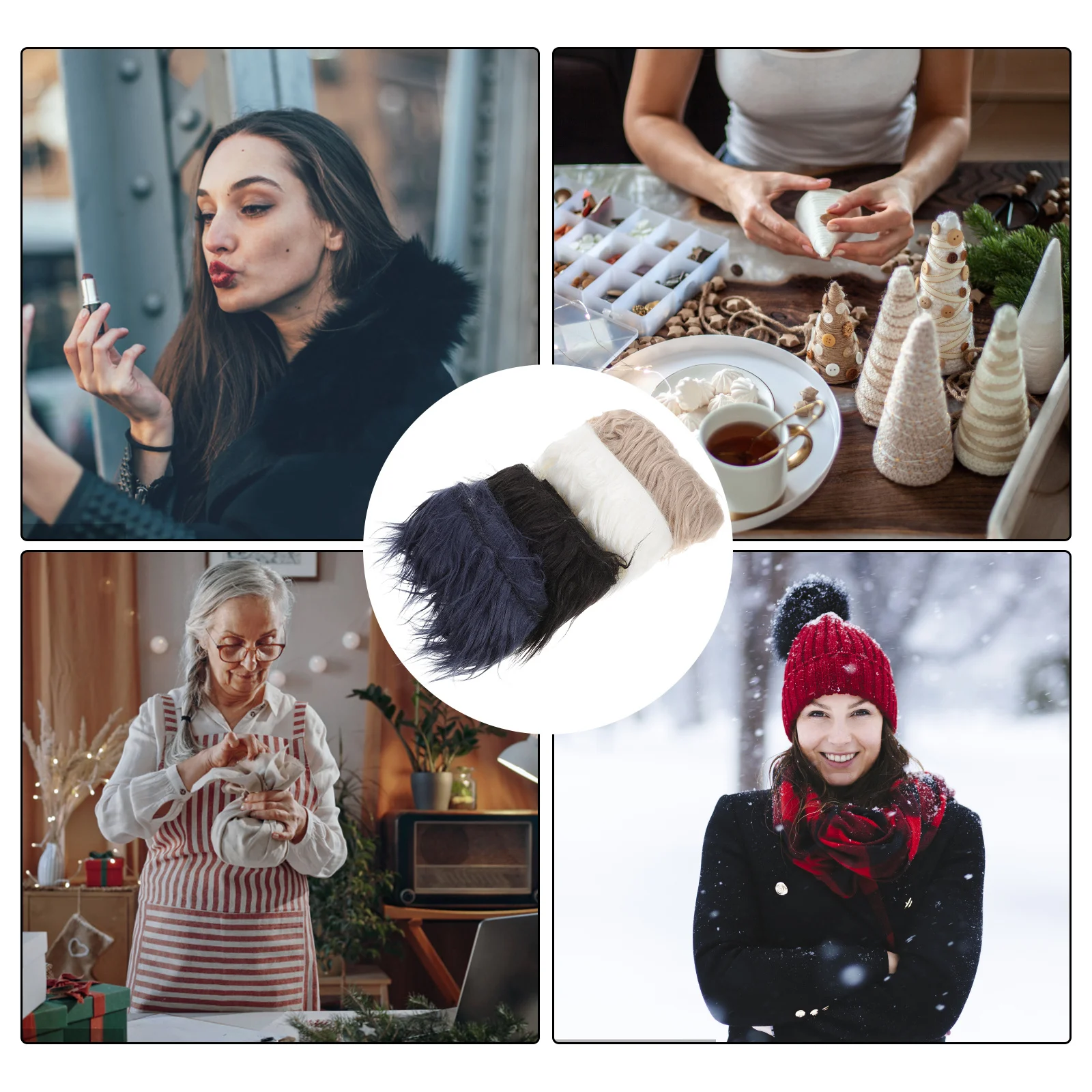 

4Pcs Faux Fabric Strips Soft Acrylic Polyester for Gnome Beard DIY Craft Costume Accessory Faux Fabric