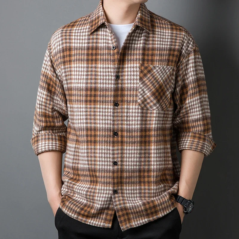 قميص غير رسمي فضفاض للرجال ، جاكيت راقِ ، اتجاه أوائل الربيع ، جديد