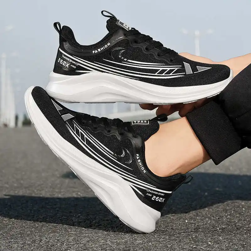 أحذية رياضية رجالية فاخرة على الطرق بمقدمة مستديرة أحذية رياضية رجالية منسوجة أحذية رياضية كاجوال للرجال ممارسة الهاتف المحمول شراء Sapateneis #2