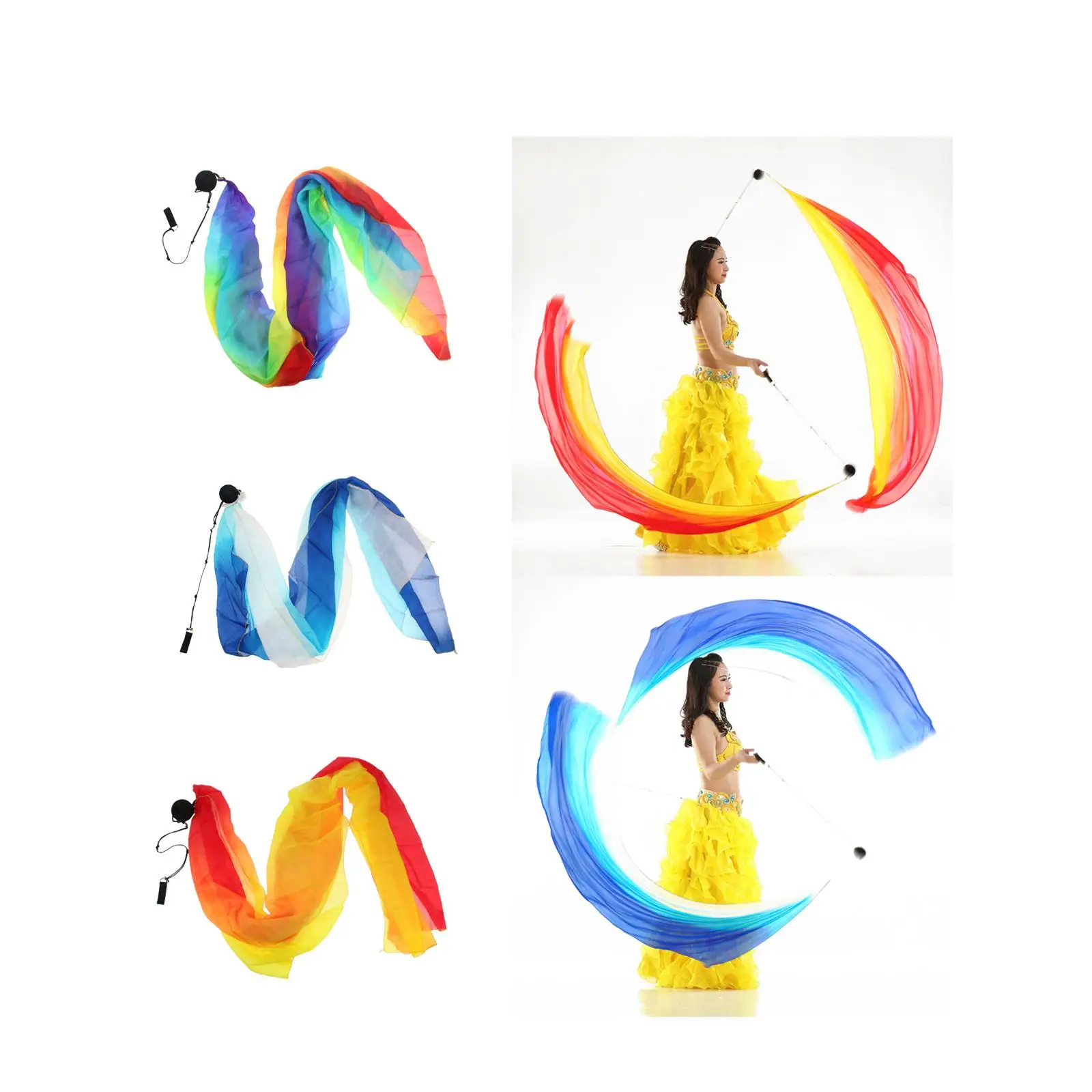 Belly Dance Ball Poi Streamers Silk Streamer Set Ribbon Women Imitation Silk for Fancy Dress Holidays Carnivals Festivals Events