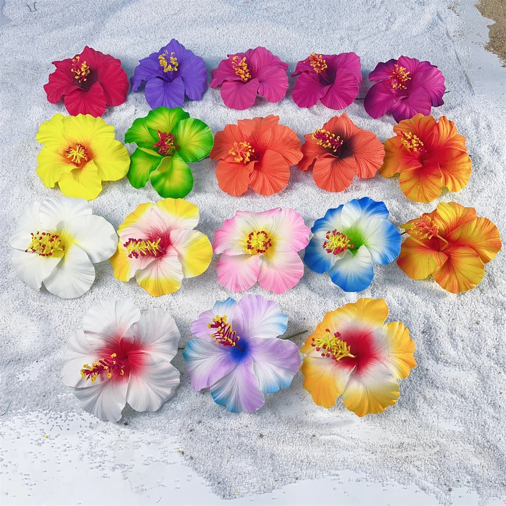 

16CM Colorful Hibiscus Head Flower Ear Pick Hula girls Hawaii Island 18 colors Foam for Wedding Anniversary Engagement