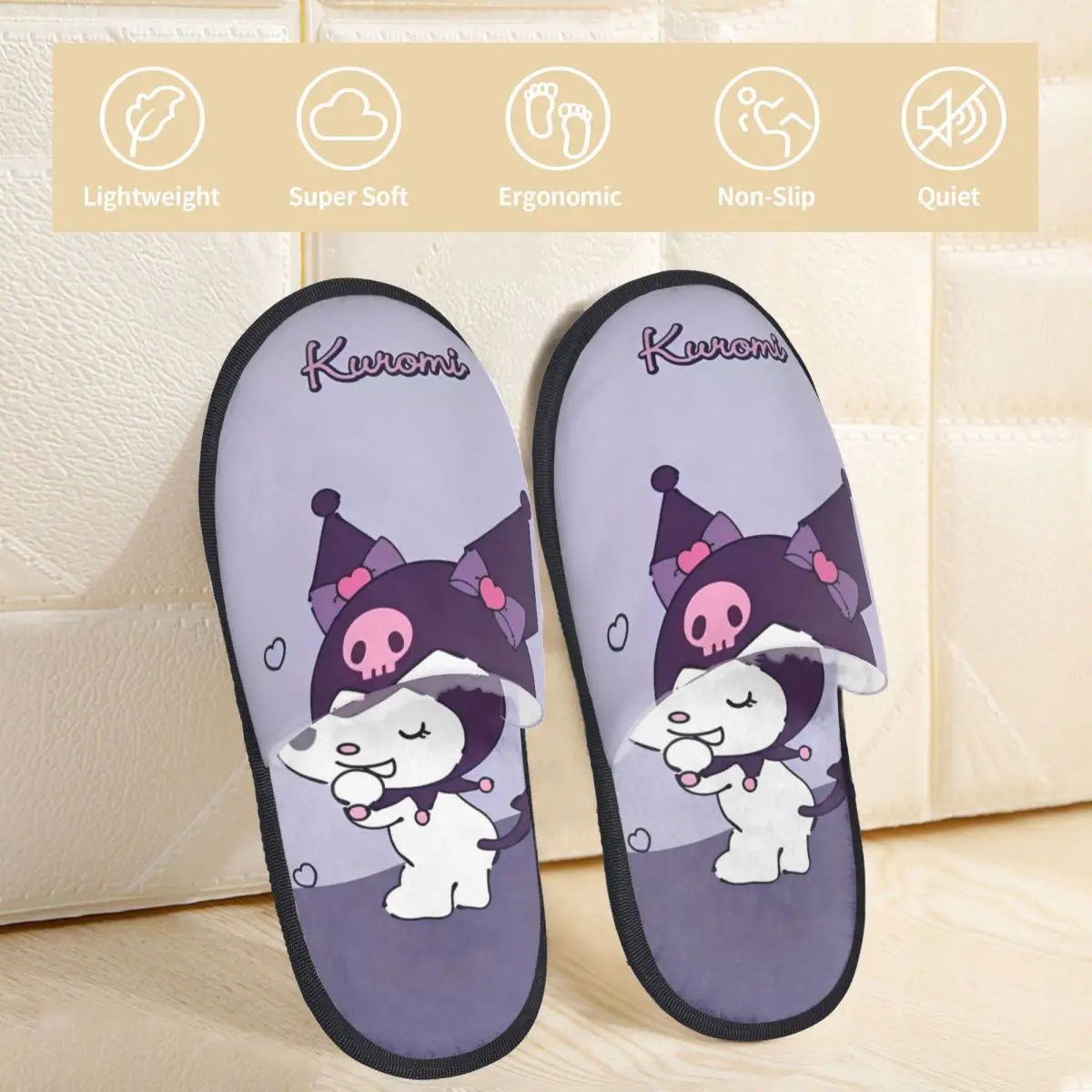 Sanrio Kuromi Slippers for Women Men House Shoes Soft SPA Slippers