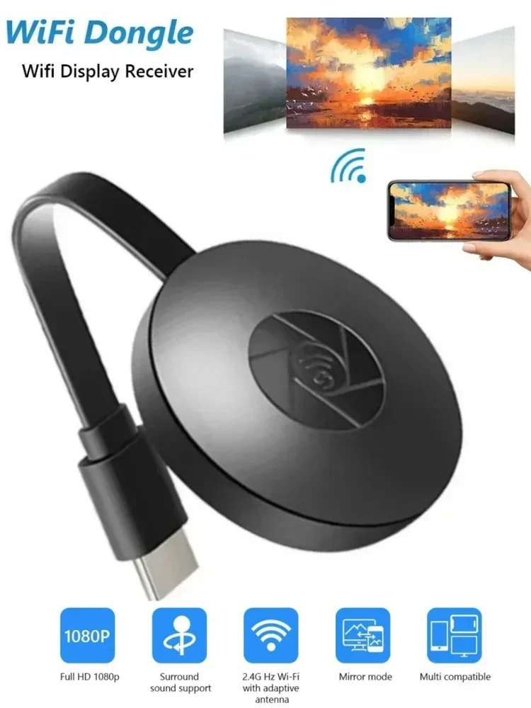 Draadloze TV Stick Video-ontvanger Draagbare 1080P TV HD WIFI Dongle Adapter Voor Android/iOS TV Box Computer Live Scherm Projector - afbeelding 2