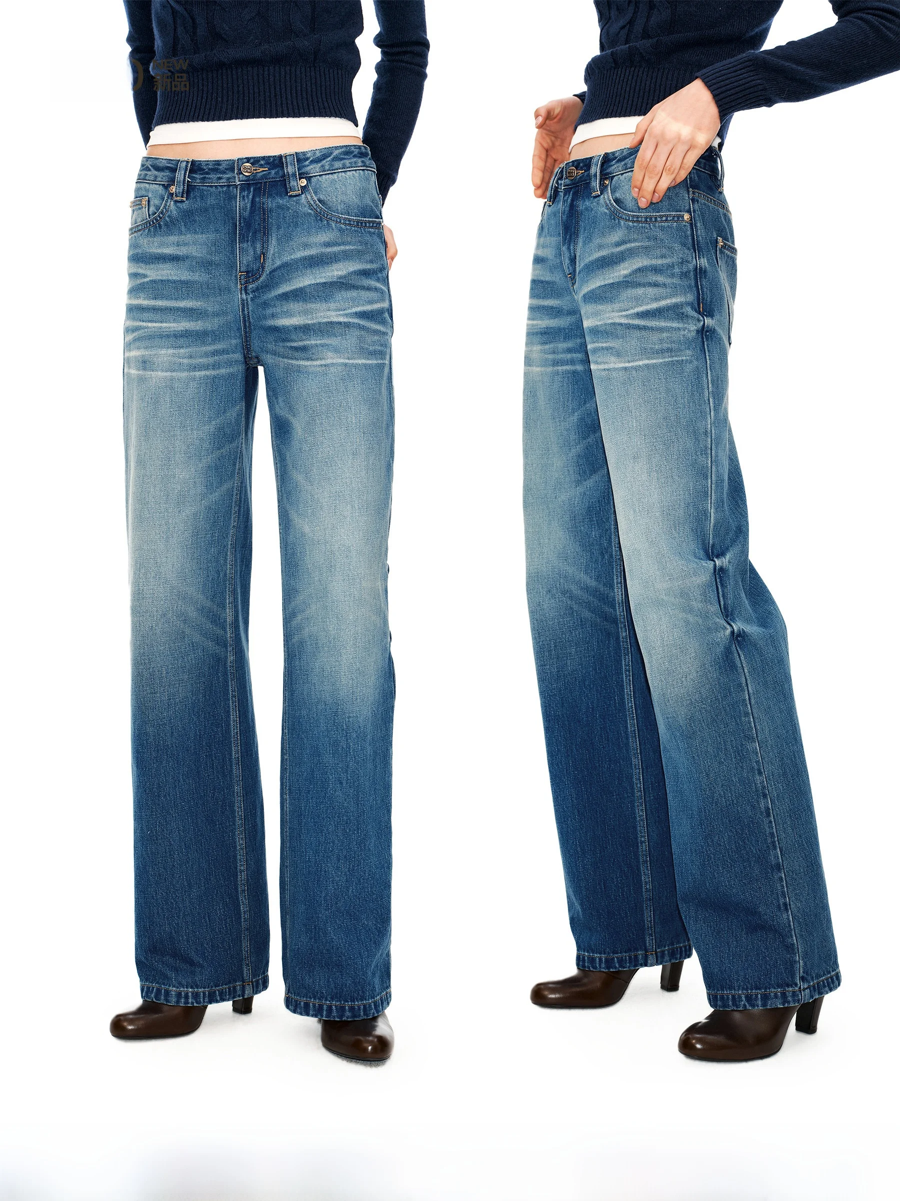 

Джинсы женские Puki из чистого хлопка с бамбуковой текстурой, средней посадки, в стиле ретро, с плиссировкой и цветочным узором, прямые, без стрейча