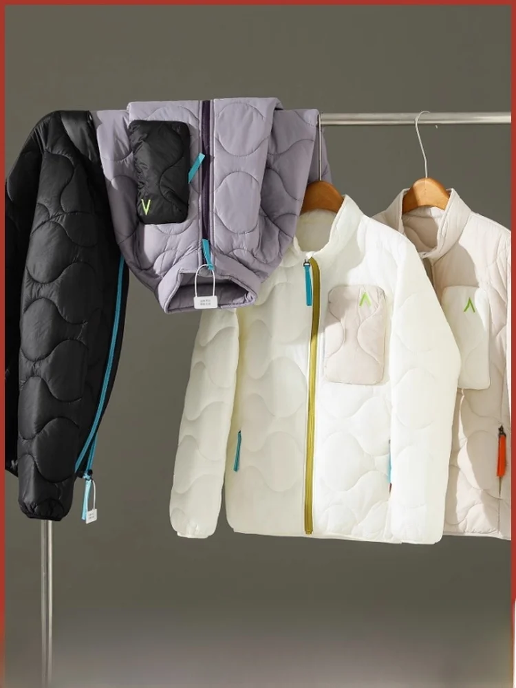 

Winter Warm Outerwear Lightweight Skiing Jaet Couple's Fce Lined Cotton Coat Zipper Closure Nylon Fabric Regular Fit