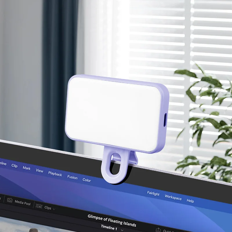 Portable RGB Clip-on LED Fill Light Model GZ888, Adjustable Brightness Lamp For Selfie, Live Streaming, Video Conference And Pro