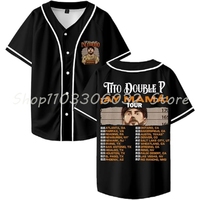 Tito Double P AY Mama Tour Merch Baseball Jersey Shirt V-Neck Women Men Short Sleeve Streetwear Clothes