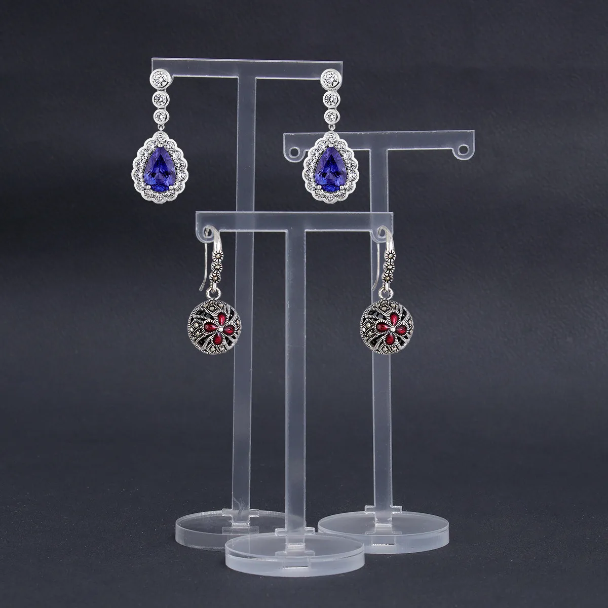 3Pcs Acrylic T-Shape Earring Display Stand Jewelry Organizer for Earrings Bracelets Keys Perfect Gift for Valentine Mother's Day