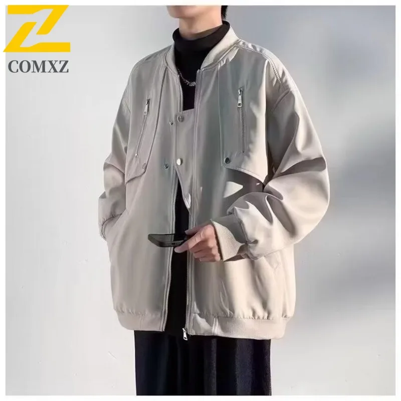 

Men Spring Autumn Youth Casual Trench Coat Jacket American Workwear Style Lightweight Windproof Outdoor Wear Street Fashion Coat
