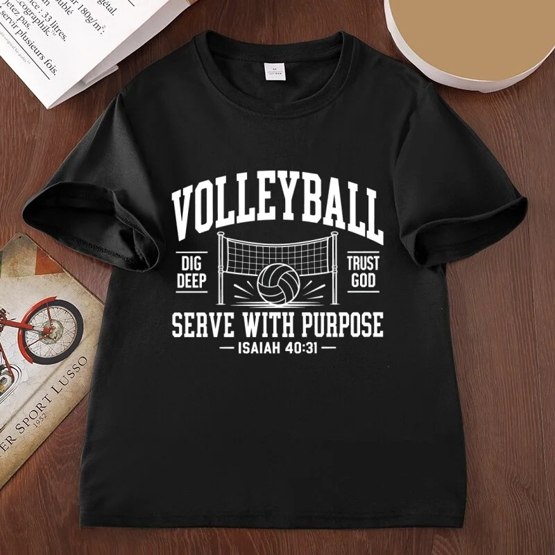 1 Christian Volleyball T Shirt Men Women Isaiah 40 31 Game Day Faith T-shirt Casual Round Neck Printed Cotton Short Sleeve