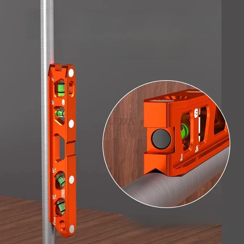 عالية الدقة المغناطيسية القوية مستوى الفقاعات الصلبة يلقي الألومنيوم البناء مستوى الروح الخامس الأخدود والمغناطيس المسار زاوية مكتشف