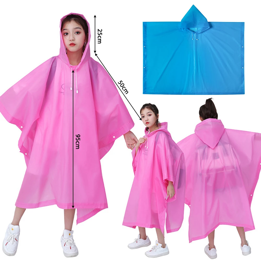 Non-disposable Rain Jacket Rain Ponchos EVA Thickened Waterproof Adult Men Women Children One-Piece Raincoat For outdoor Hiking