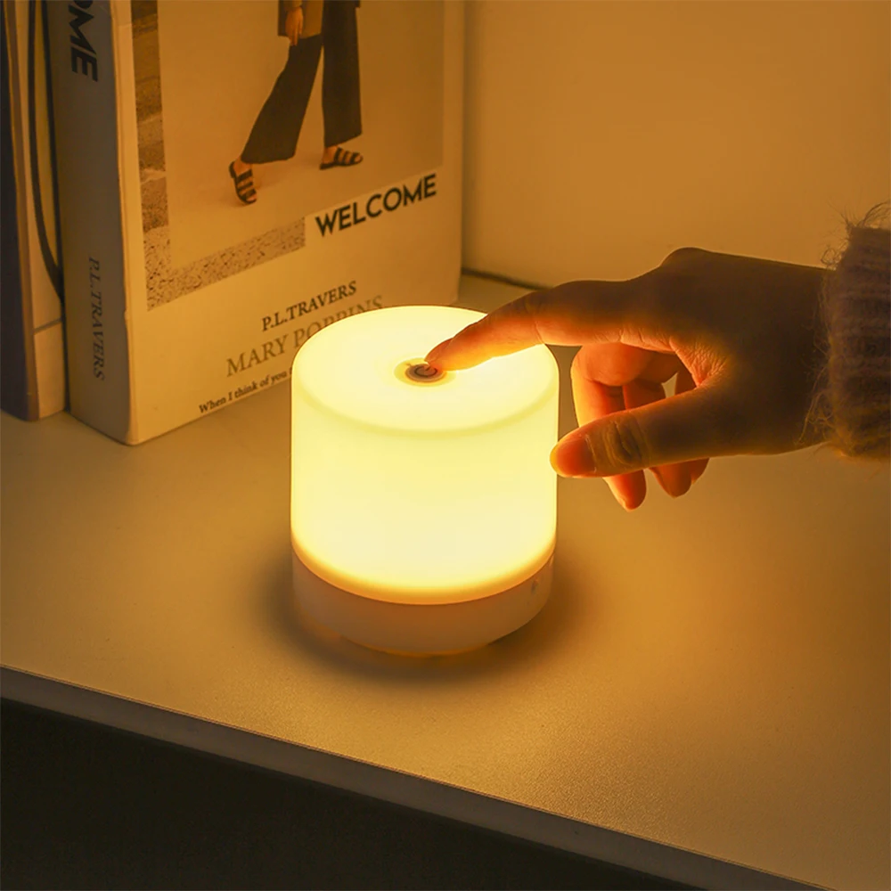 Touch Rechargeable LED Table Lamp USB Stepless Dimmable 3 Colors Eye Protection Night Light Bedside Reading Lamp For Bedroom