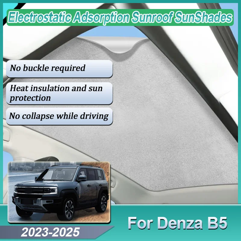 

For Denza B5 Fangchengbao Bao Leopard 5 2023 2024 2025 Car Sun Protector Electrostatic Adsorption Skylight Sunshade Accessories
