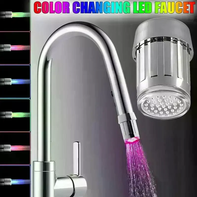 3-Color LED Sensor Faucet Temperature-Sensitive Light Water Saving Stream Light Faucet Aerator Tap Nozzle For Kitchen Bathroom