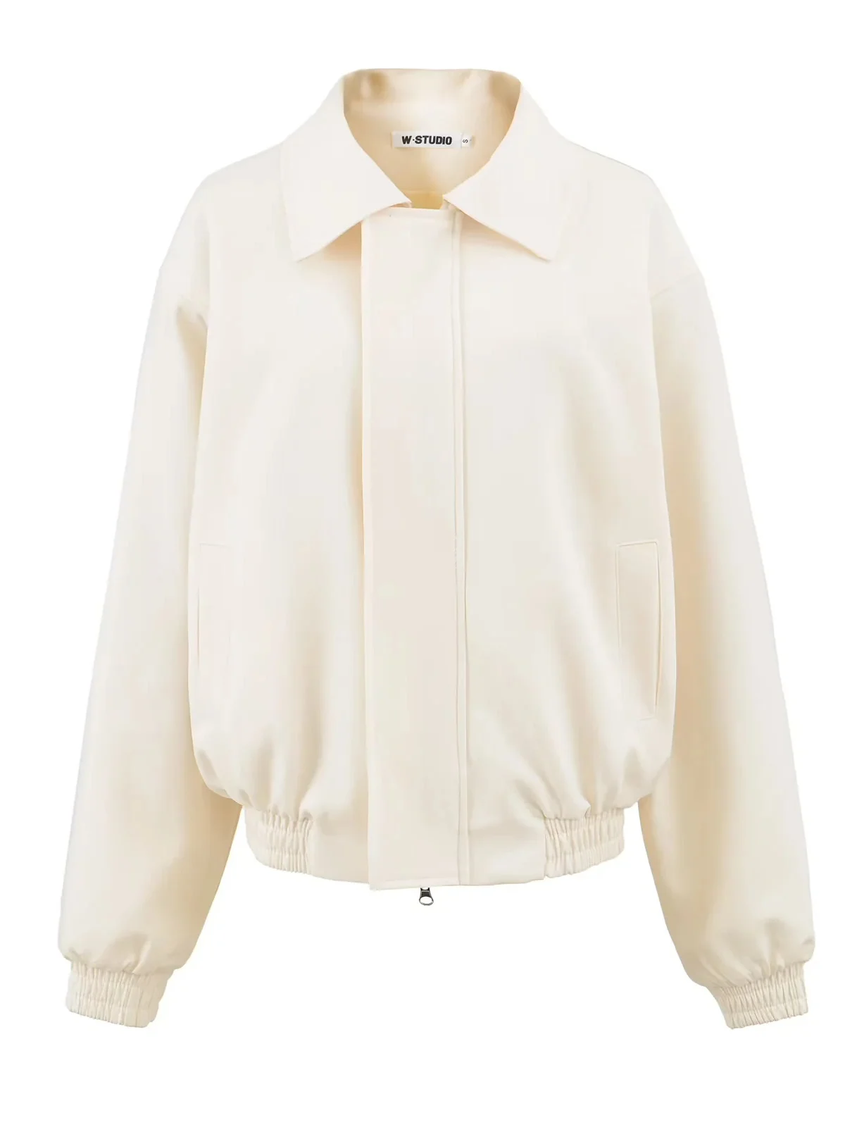 

Женское свободное повседневное пальто на молнии в американском стиле ретро, повседневное пальто для похудения, простая верхняя одежда с длинным светом и откидным воротником