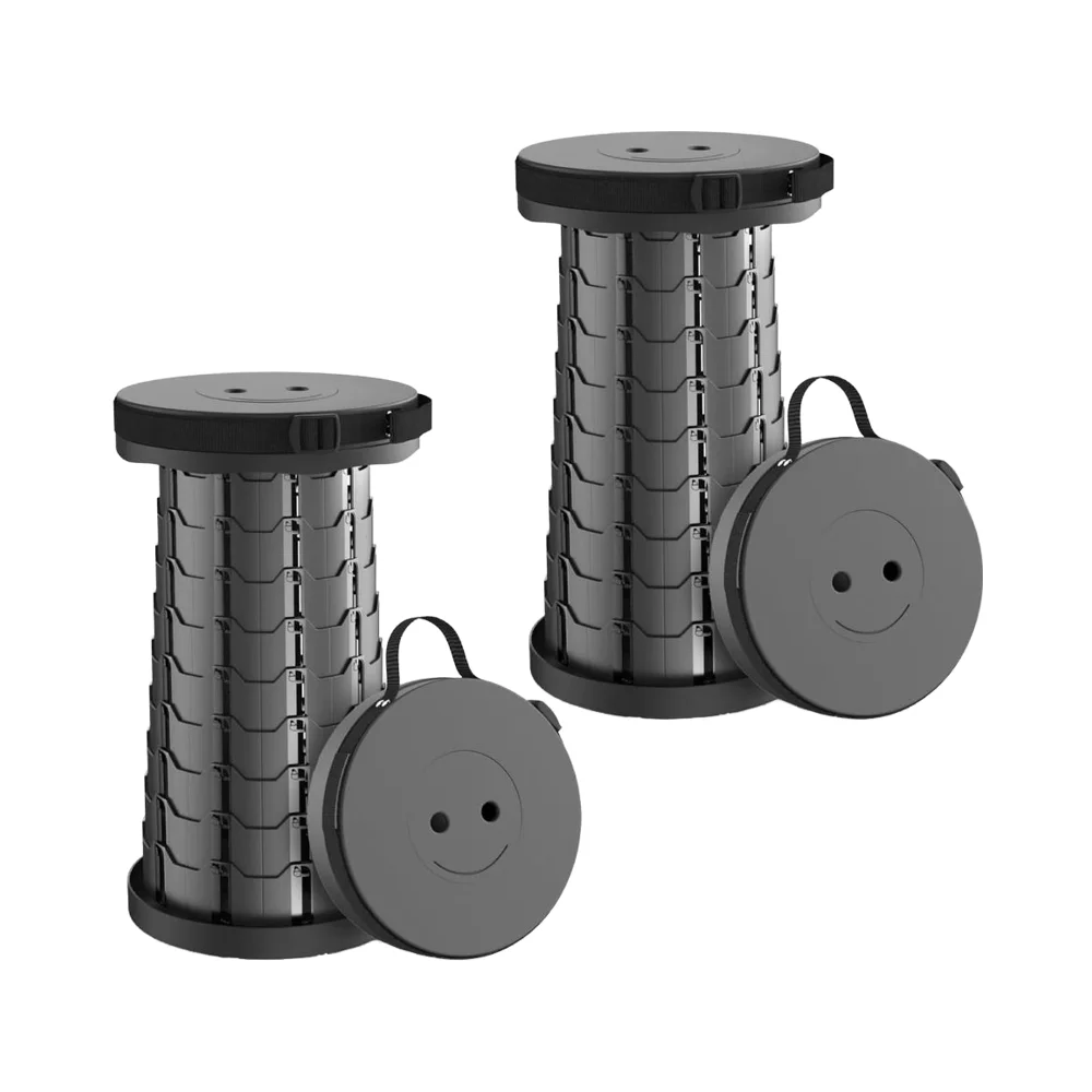 

Portable Lightweight 2-Pack Collapsible Stool Plastic Folding Telescoping Chair Height Adjustment Picnic Barbecue All Seasons