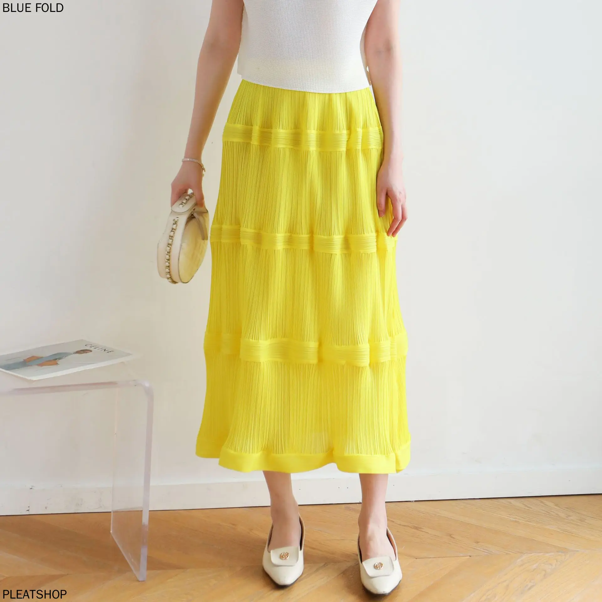 Summer Miyake High-end Pleated Casual Versatile Slim Skirt Cake Skirt PLEATS Faldas Ropa De Mujer Elastic Waist Women