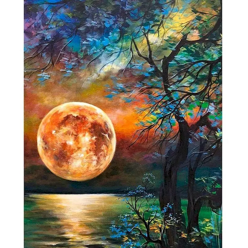 GATYZTORY DIY Painting By Numbers Moon Landsca HandPainted Oil Painting Drawing On Canvas Kill Time Unique Gift Home Decoration