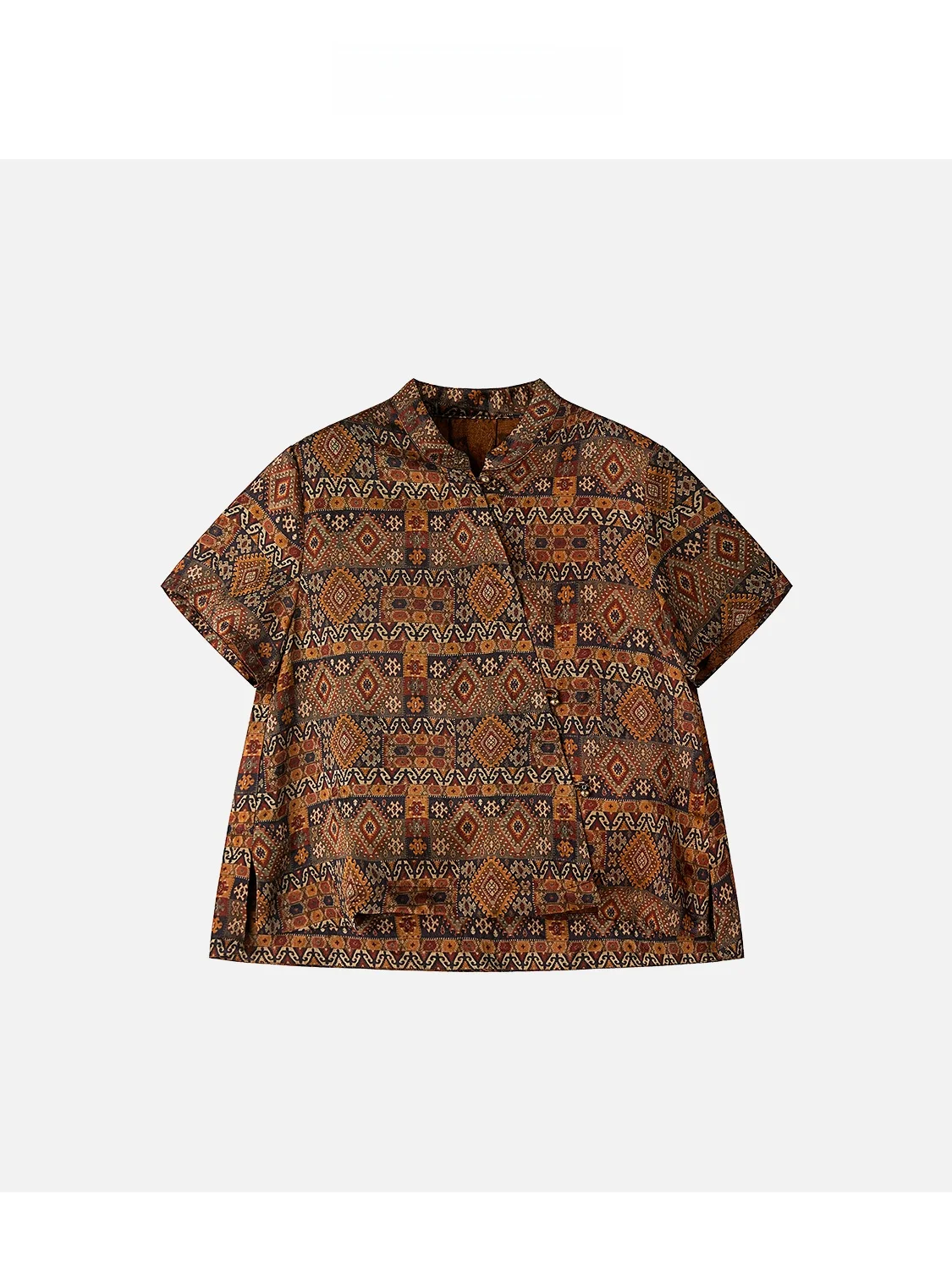 

JINGJING2025 Новая женская блузка из шелковой ткани «Тысяча горных изгибов» с вышивкой в стиле Old Money, китайский стиль