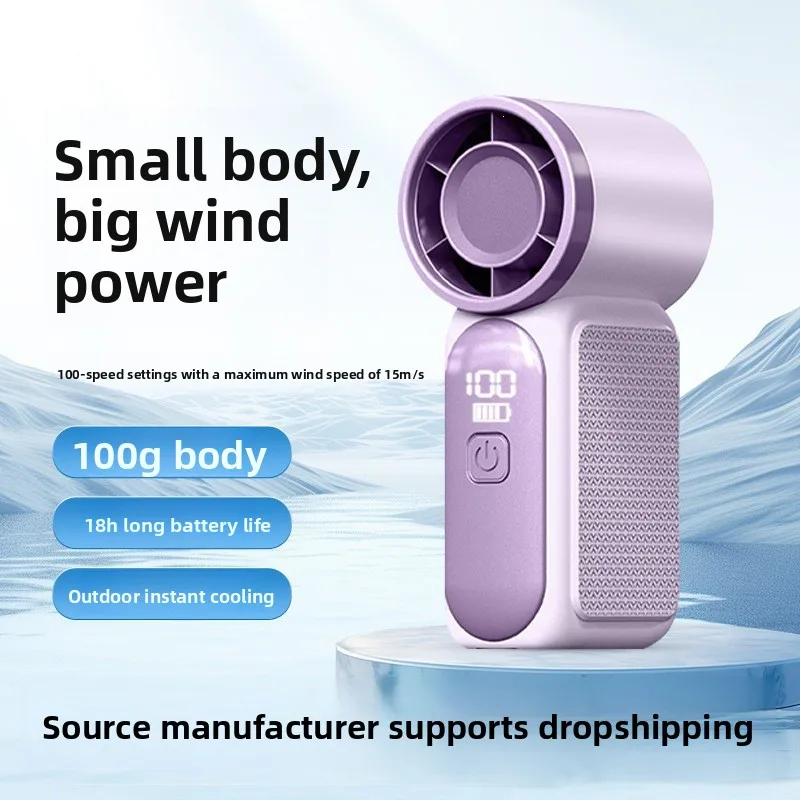 Popular handheld fan with turbo high-speed strong airflow, USB rechargeable, long battery life, portable for outdoor use