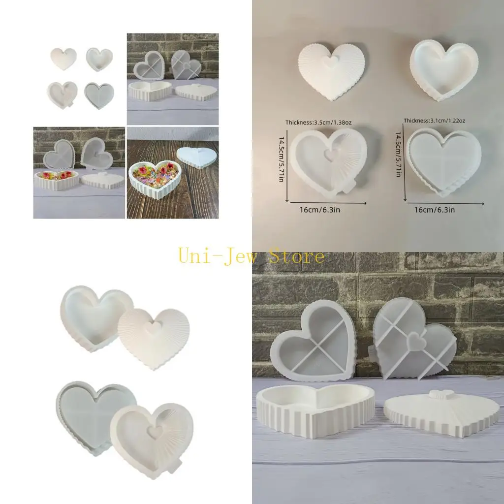 

40GB 2 Pieces Silicone Mould Set for Creating Heart Striped Storage Containers