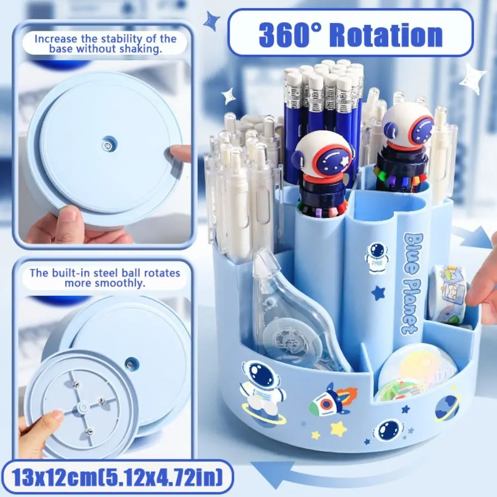 

Мультяшный пластиковый держатель для ручек, 7/10 сеток, настольный органайзер большой емкости 360° ° Вращающийся ящик для хранения канцелярских принадлежностей, школьный офис