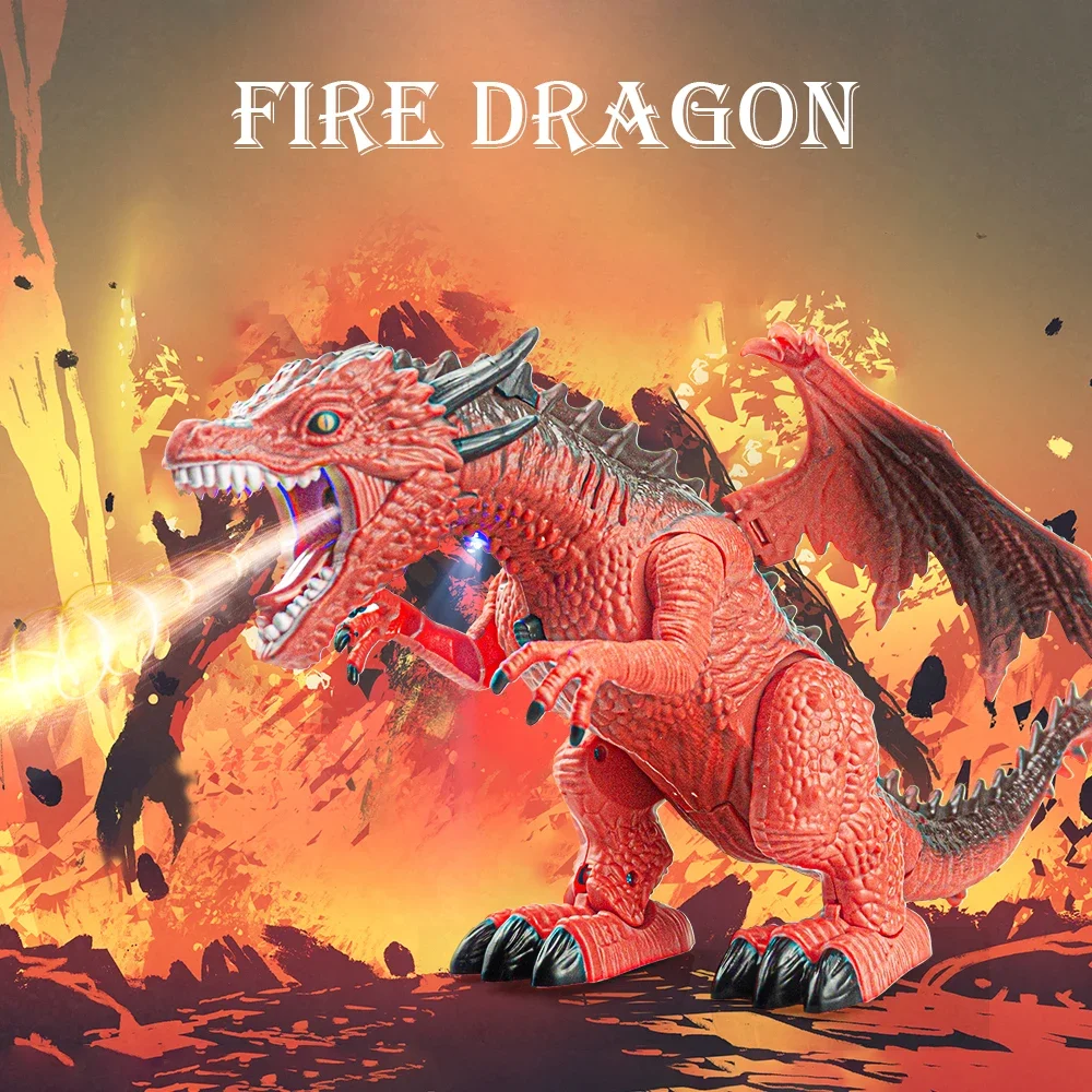 2.4G RC Dinosaur with Sounds Lights Spray Remote Control Dino Dragon Toys Electric Simulation Velociraptor Toy For Childrens Toy