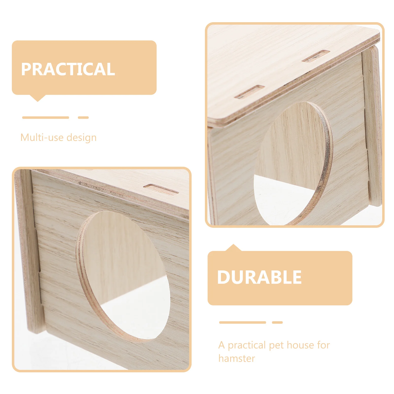 

Hamster Solid Wood Hideout House Guinea Pig Wooden Hut Small Animal Toy Cage Decor Hide Place Cabin Pet Structure