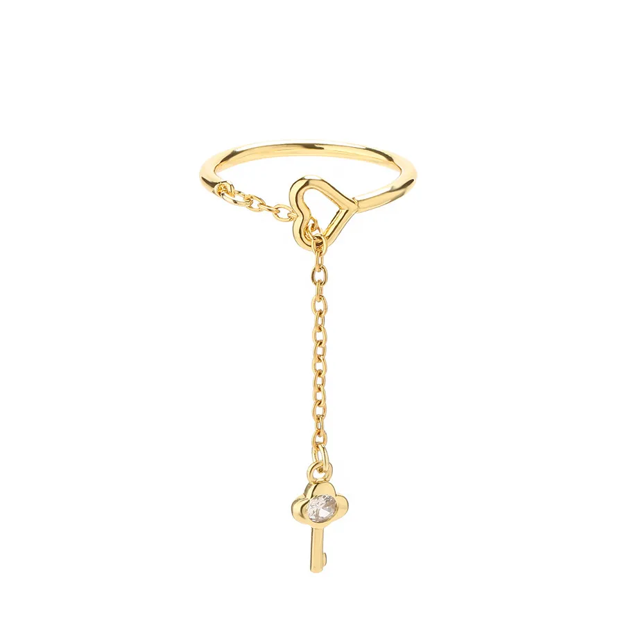 

Ring Women's 18k Gold Plated Crystal Zircon Heart shaped Key Popular Fashion Jewelry Couple Gift