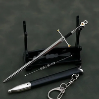 12cm Aragorn Narthil Sword Keychains Medieval Weapon Metal Katana Samurai Sword Keychain Ornaments Gifts Toys for Boys Collects