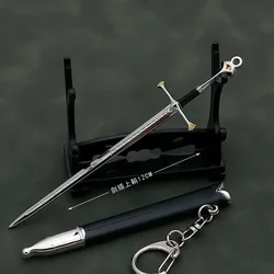 12cm Aragorn Narthil Sword Keychains Medieval Weapon Metal Katana Samurai Sword Keychain Ornaments Gifts Toys for Boys Collects