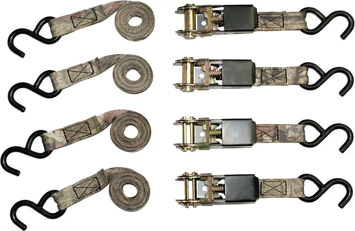 

4-Pack Camo Ratchet Tie Down Straps, 300 lb Load Capacity, 900 lb Strength for Vehicles