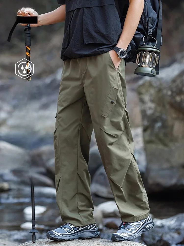 

Уличные повседневные походные брюки, мужские летние тонкие свободные прямые брюки для альпинизма, легкая дышащая рабочая одежда