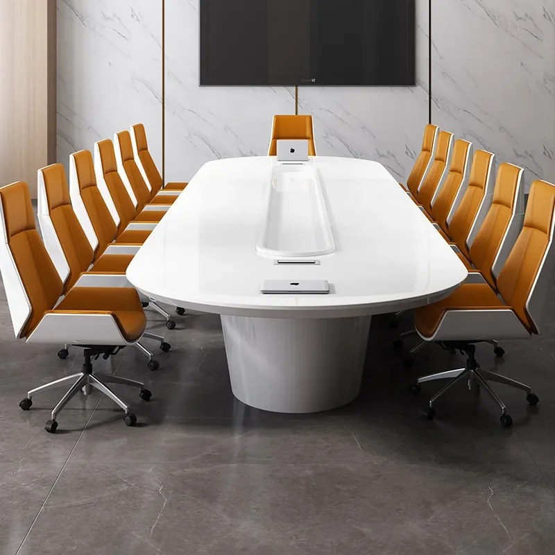 Office furniture meeting simple modern white table and chair combination