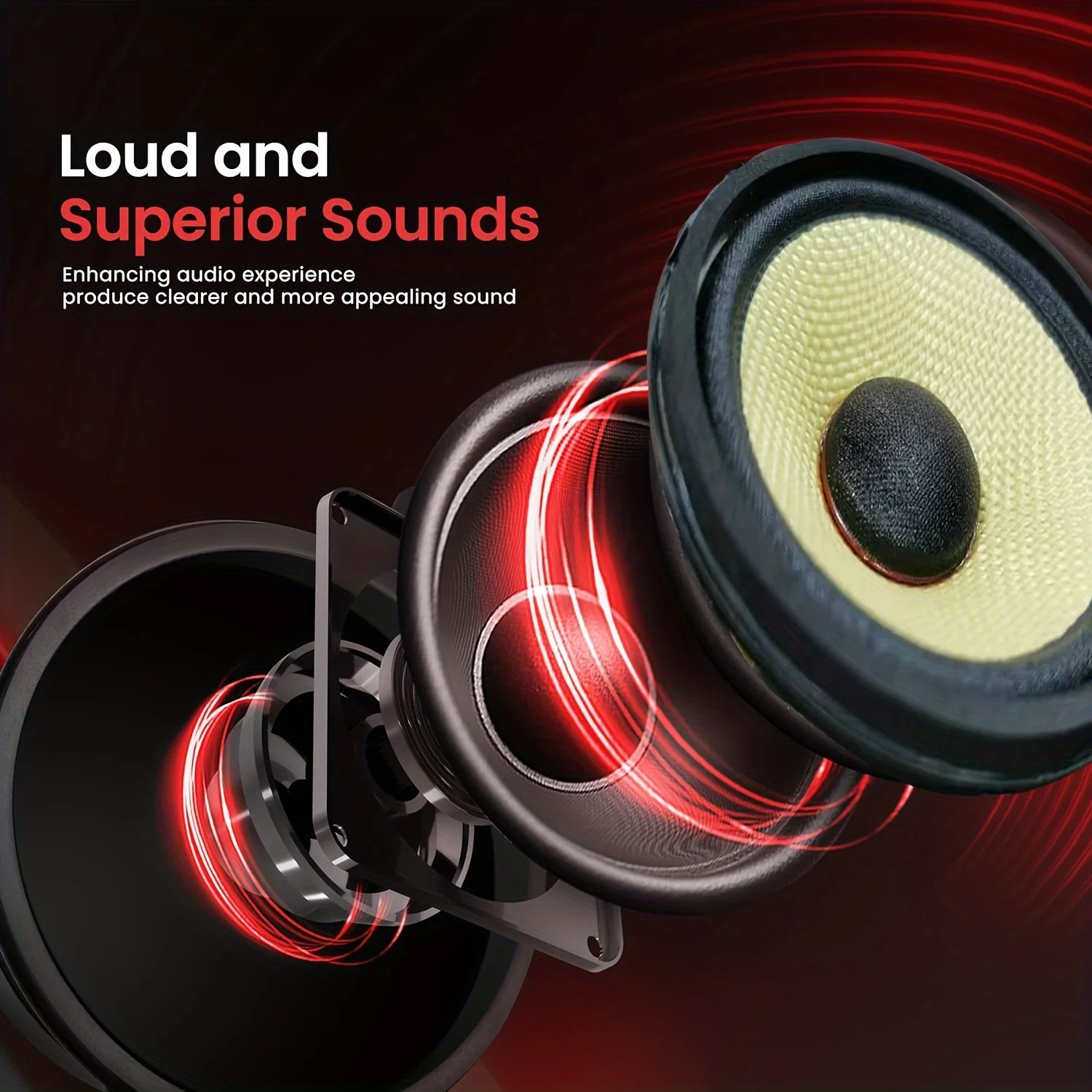 1x 150W 最大出力のカーオーディオスピーカー、3.5 インチ、チタンダイアフラムとアルミニウムフレームを採用し、ドアへの簡単な取り付けが可能