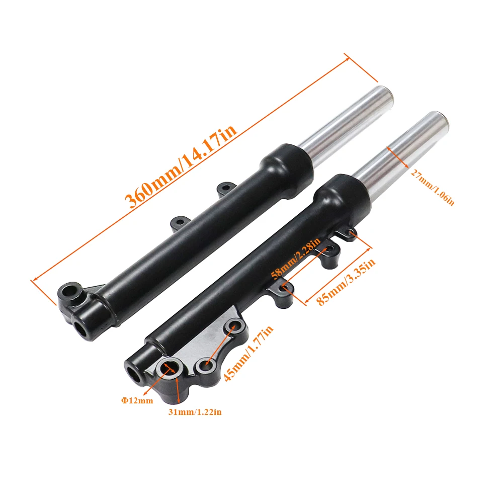 1 Pair 360mm/390mm Motorcycle Front Fork Inverted Shock Absorber For Harley Citycoco Motorcycles Dirt Pit Bike Accessories