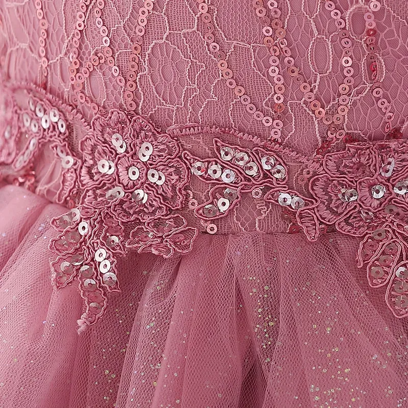 Платье принцессы с бантом и блестками для маленьких девочек, детское бальное платье на крещение, первый год, день рождения, крещение, Рождество, От 3 до 24 месяцев