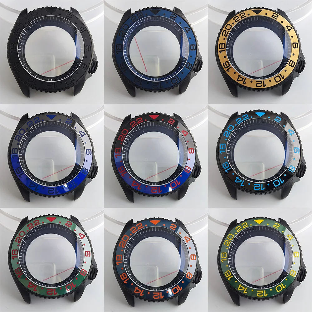 

Case 41.5mm Convex Sapphire Glass Ceramic Bezel Stainless Steel Black Matte Waterproof Case Fit NH 35 NH36 Movement Case