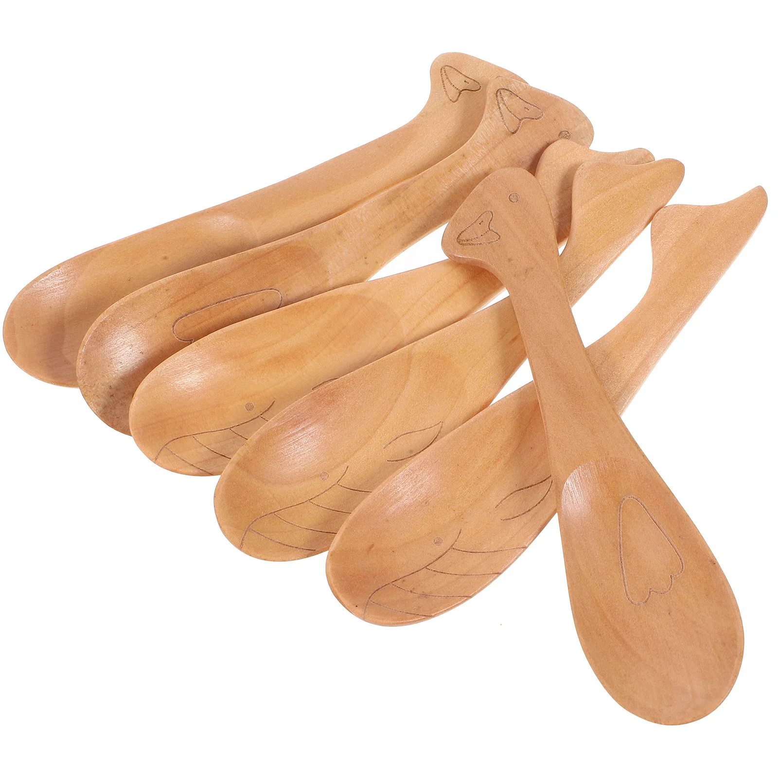 

6Pcs Creative Kids Spoons Cartoon Ice Cream Rice Scoops Children Tableware Wooden Food Spoons Comfortable Handle