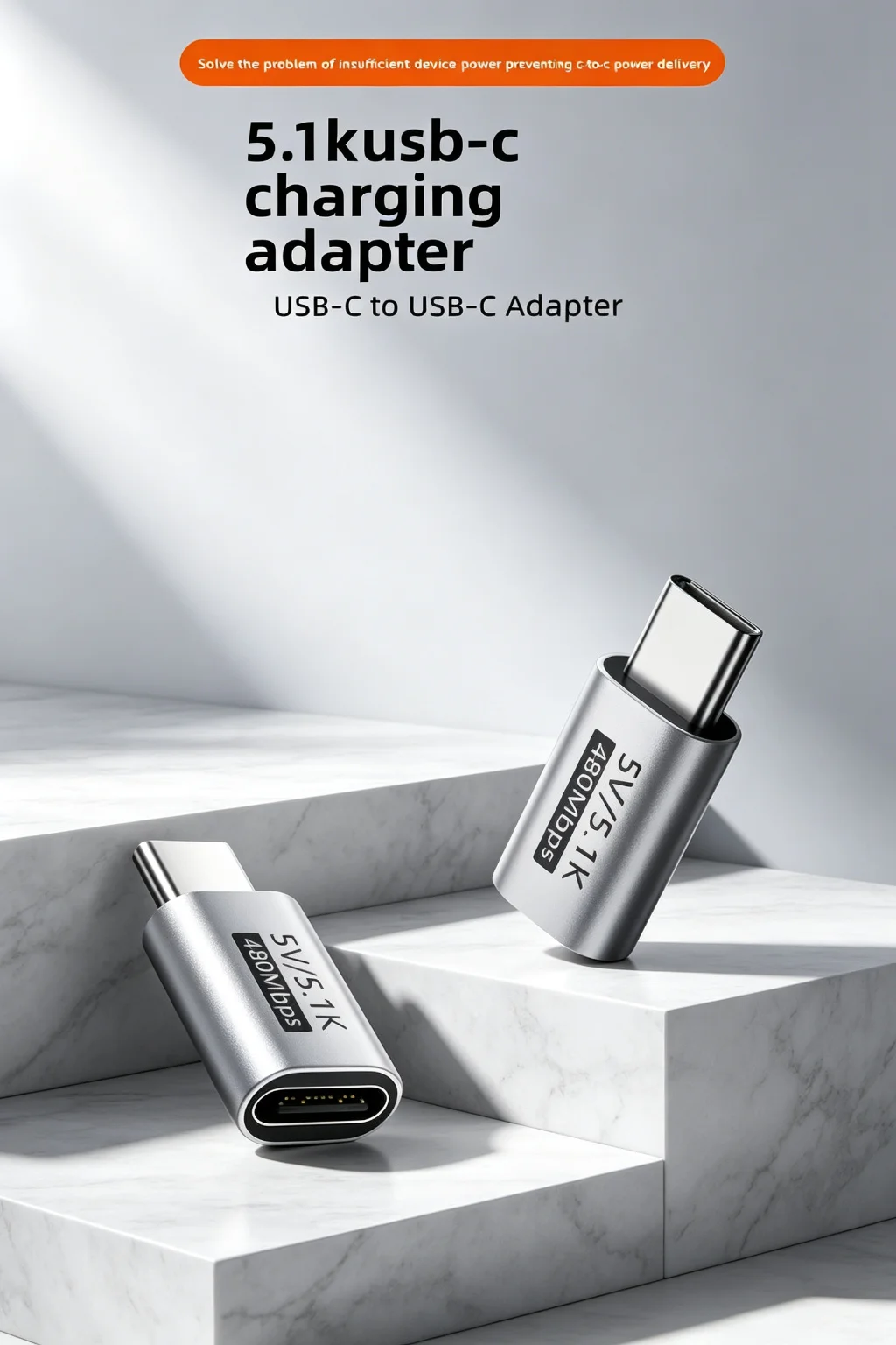 5.1K Resistor USB C Male to Female Adapter 5V Type C Charging Converter for Shaver Trimmer Headphone Fan Electric Screwdriver