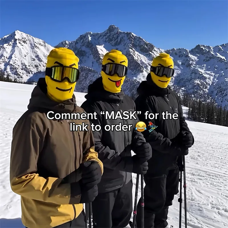 Yellow Building Block Figure Protective Ski Face Mask Windproof Full Face Cover for Outdoor Cycling and Funny Casual Activities