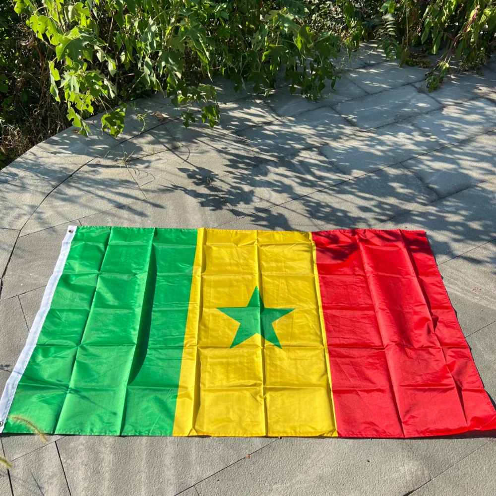 Senegal flag 90x150cm  Super Poly football FLAG Indoor Outdoor  Republic of Senegal Senge FlagPolyester hanging Flags