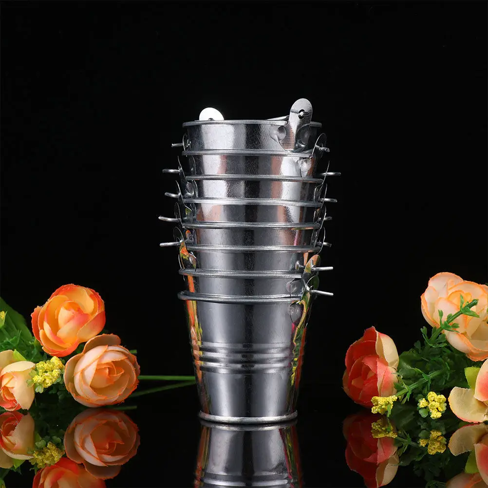15Pcs Iron Bucket Simple Style Mini Flowerpot Compact Metal Pot for Succulents Garden Metal Bucket Photo Prop Garden Decor
