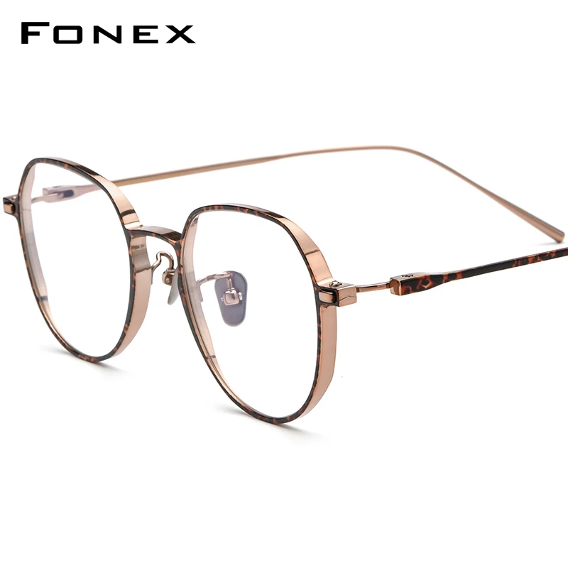 

FONEX Pure Titanium Glasses Frame Men 2024 New Fashion Retro Square Eyeglasses Women Eyewear F8316