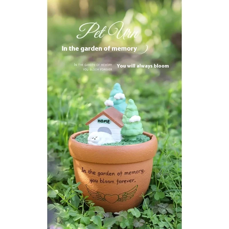 

Cross-border new product creative handmade resin pet urn storage container cat dog funeral souvenir