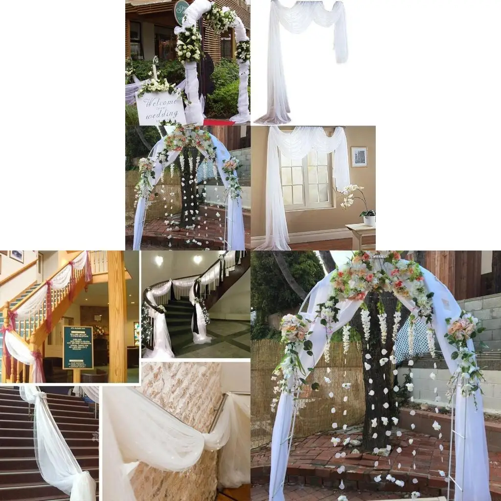 F19B 197x59 Inch White Sheer Canopy Bed Curtain Elegant Voile Window Scarf Valance Outdoor Ceremony Wedding Arch Drapes