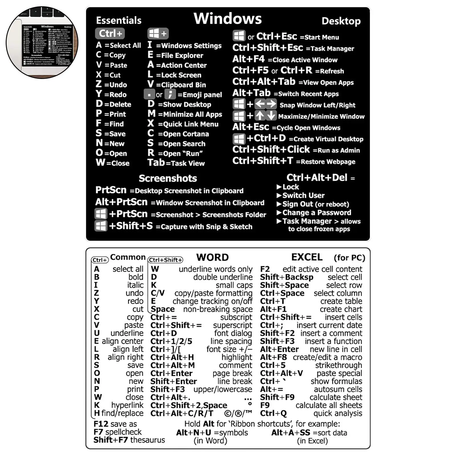 Shortcut Key Tips Waterproof Computer Sticker DIY Keyboard For Pad Laptop And Desktop Student Gift Decoration Sticker